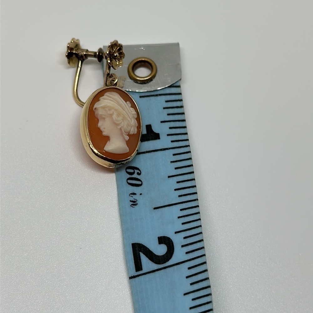 VINTAGE 14K real solid gold camafeo earrings - Picture 16 of 16